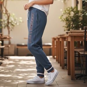 Abercrombie & Fitch Sweatpants Small Logo Spell Out Y2K Joggers Oversized Lounge